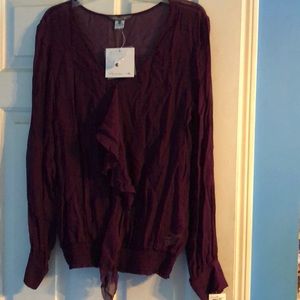Plum Long-Sleeved Blouse